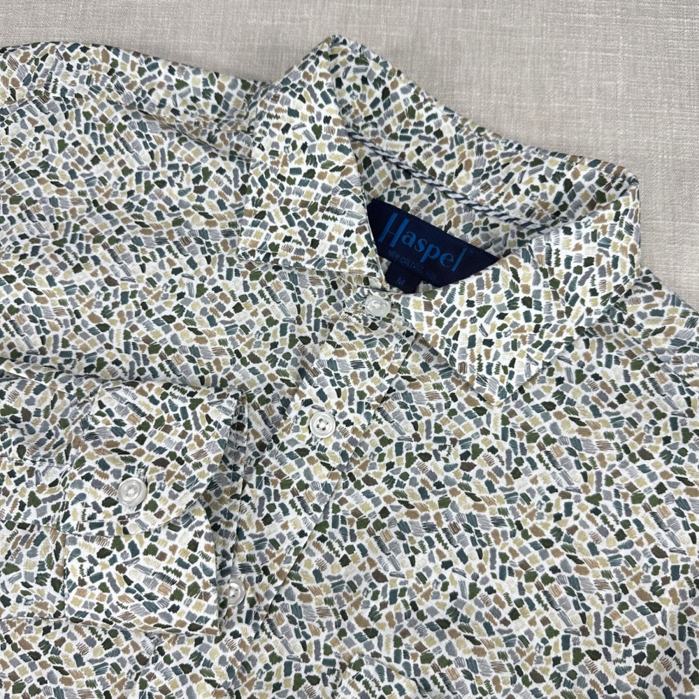Haspel New‎ Orleans Button Down Mens Medium Multicolor Abstract Print Cotton EUC